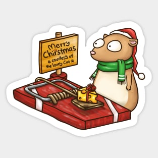 Funny Christmas Mouse Trap Sticker